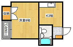 愛宕ビル 1Kの間取図画像