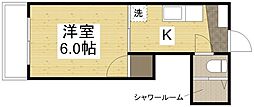 草津東ハイツ 1Kの間取図画像