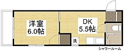 草津東ハイツ 1Kの間取図画像
