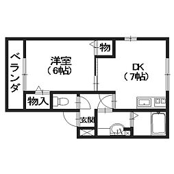 ハイムイシダ 1DKの間取図画像