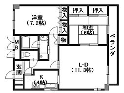長束ビル 2LDKの間取図画像