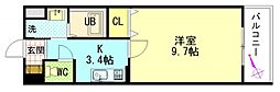 ディオパルテ祇園 1Kの間取図画像