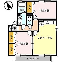 セジュール深川A 2LDKの間取図画像