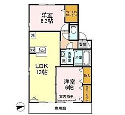 リビングタウン山本B 2LDKの間取図画像