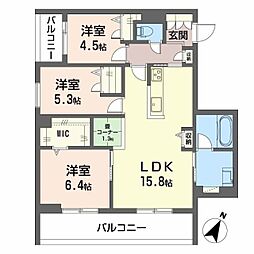 Ecrage Takasu 3LDKの間取図画像