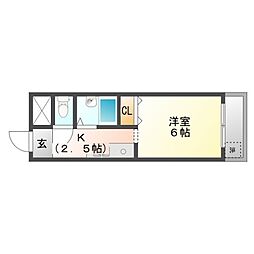 ラフィネ天満 1Kの間取図画像