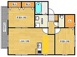 ティファニー 2LDKの間取図画像