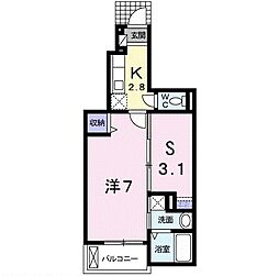 ヴィラ池之内 1SKの間取図画像