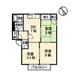 フレグランス中山台A 3DKの間取図画像