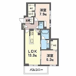 グリーンガーデン東雲 2LDKの間取図画像