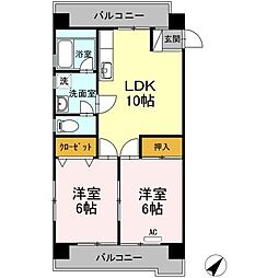 川本ビル 2LDKの間取図画像