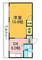 大宮グリーンコーポ 1DKの間取図画像