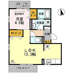 ヒルズ3 1LDKの間取図画像