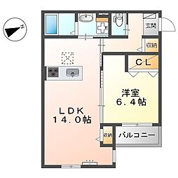 広島市西区天満町アパート 1LDKの間取図画像