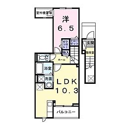 リバーサイド伴 1LDKの間取図画像