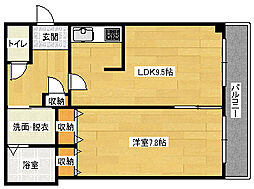 シャイン中筋 1LDKの間取図画像