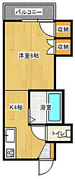 西原ビル 1Kの間取図画像
