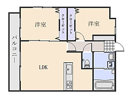 クレスト山本II 2LDKの間取図画像