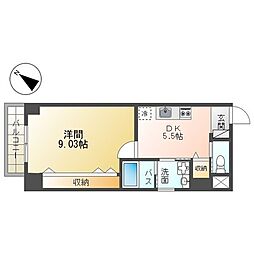 MOI府中 1DKの間取図画像