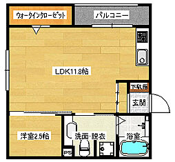 ヴィラージュA 1LDKの間取図画像