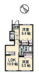 グランマスト春日野通りA 2LDKの間取図画像