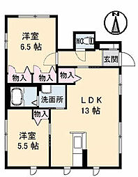 ウィンベル吉山A 2LDKの間取図画像