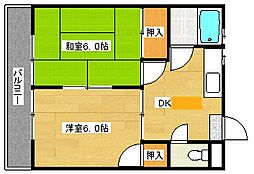宮本ビル 2DKの間取図画像