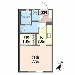 カーサA 1Kの間取図画像