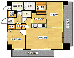 スカイアヴェニュー 2LDKの間取図画像