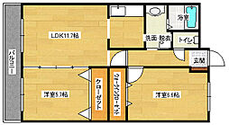 パストラル大町 2LDKの間取図画像