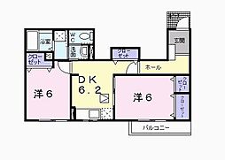 ソレイユ2番館 2DKの間取図画像