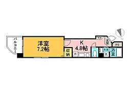 サンスクエア堺町 1Kの間取図画像