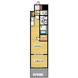 アーバイン比治山 1LDKの間取図画像
