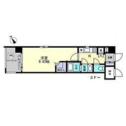 プレディアスタイル紙屋町 1Kの間取図画像