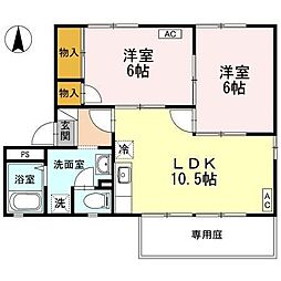 ボービラージュ坂本C 2LDKの間取図画像