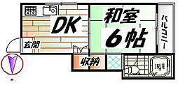 ハイツ大州 1DKの間取図画像