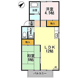 プレジールスミダA 2LDKの間取図画像