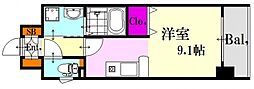 ルアーブル宇品 ワンルームの間取図画像