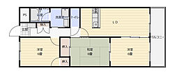プレシユ牛田 3LDKの間取図画像