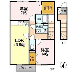 ウィングミサワ6 2LDKの間取図画像