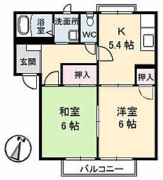フレグランス矢賀A 2Kの間取図画像