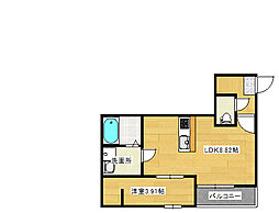 フリートフォルヴィラ古江新町B 1LDKの間取図画像