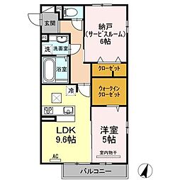 ラクト鶴江 1LDKの間取図画像