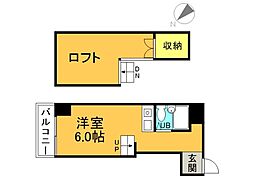 イースト白島 ワンルームの間取図画像