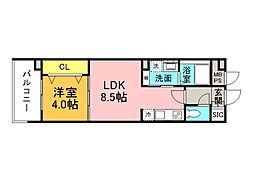 FLAX十日市 1LDKの間取図画像