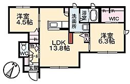 ファンコート堀越一番館 2LDKの間取図画像