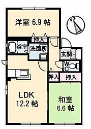 ディアスリリー・A棟 2LDKの間取図画像