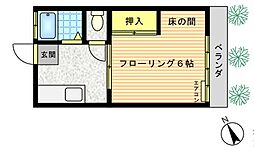ハイツカナン 1Kの間取図画像