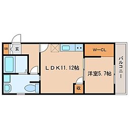 デュオ呉服町 1LDKの間取図画像