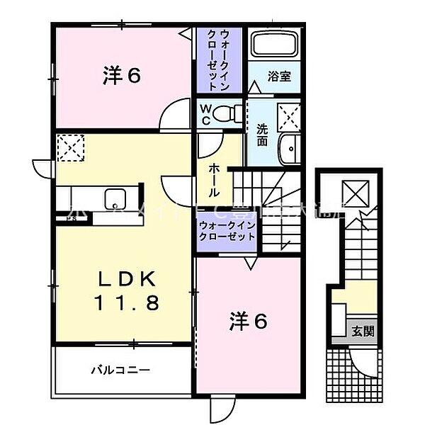 クラールベルグ ｜愛知県豊川市平尾町天神(賃貸アパート2LDK・2階・58.80㎡)の写真 その2